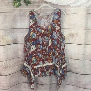 ModCloth Brown Flowy Floral Tank